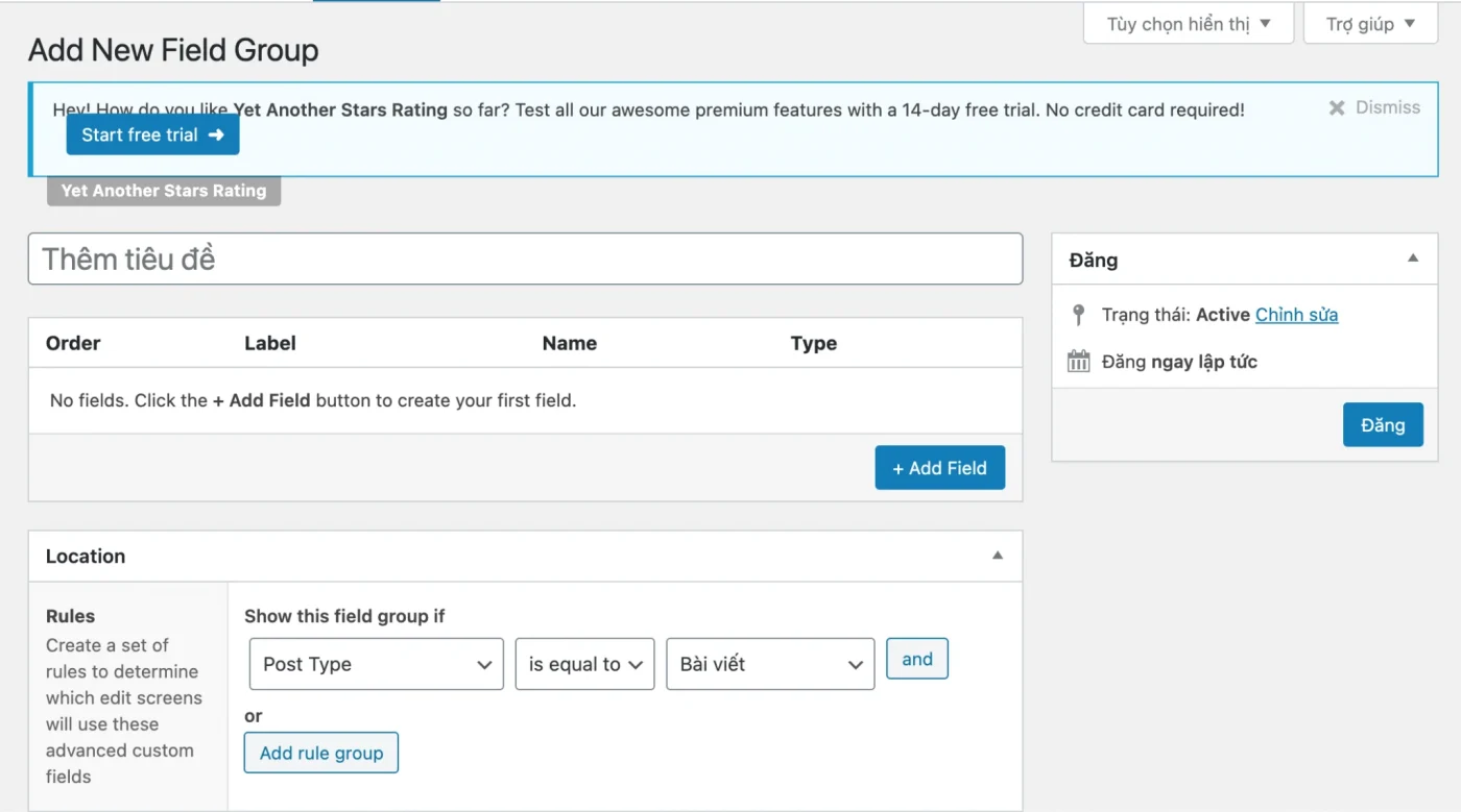 Hướng dẫn sử dụng Advanced Custom Fields toàn tập 8 Hướng dẫn sử dụng Plugin ACF - Tạo mới Field Group