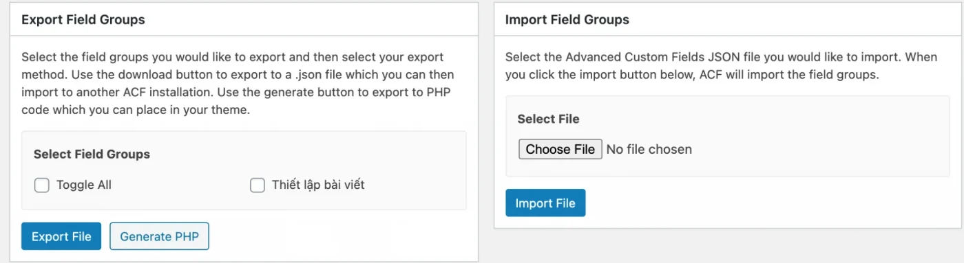 Hướng dẫn sử dụng Advanced Custom Fields toàn tập 10 Hướng dẫn sử dụng Plugin ACF - Import Export Field