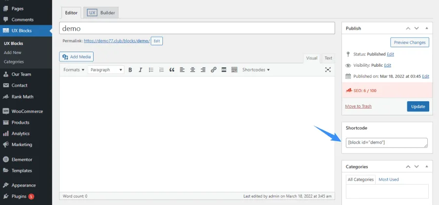 Hướng dẫn sử dụng theme Flatsome chi tiết nhất từ A-Z 34 Tạo shortcode với UX Blocks
